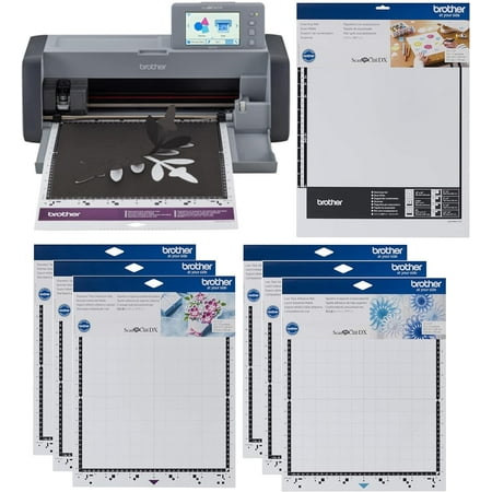 Brother ScanNCut SDX125EGY DIY Cutting Machine with Scanner, 3 Standard Tack and 3 Low Tack Adhesive Mats, and Non-Tack Scanning Mat