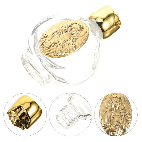 SEWCHICS Holyglass Bottles Holy Water Bottle Glass Golden 2Pcs