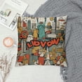 thumbnail image 2 of Heduofu New York Decorative Throw Pillow Cover Case,Cartoon Doodles Inscription Cotton Linen Outdoor Pillow Cases Square Standard Cushion Covers for Sofa Couch Bed White, 2 of 5