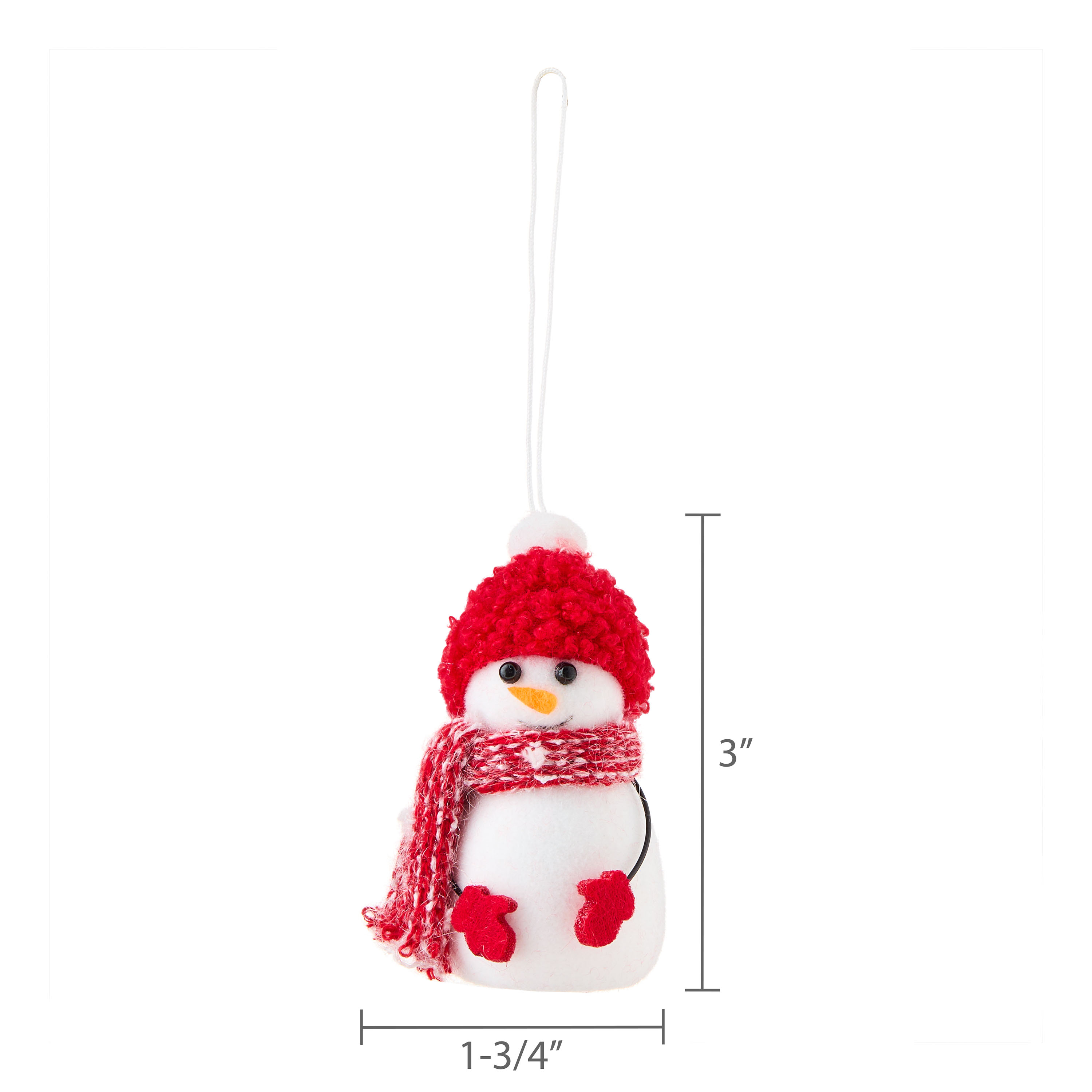 Red and Green Mini Snowman Christmas Ornaments, 4 Count, by Holiday Time