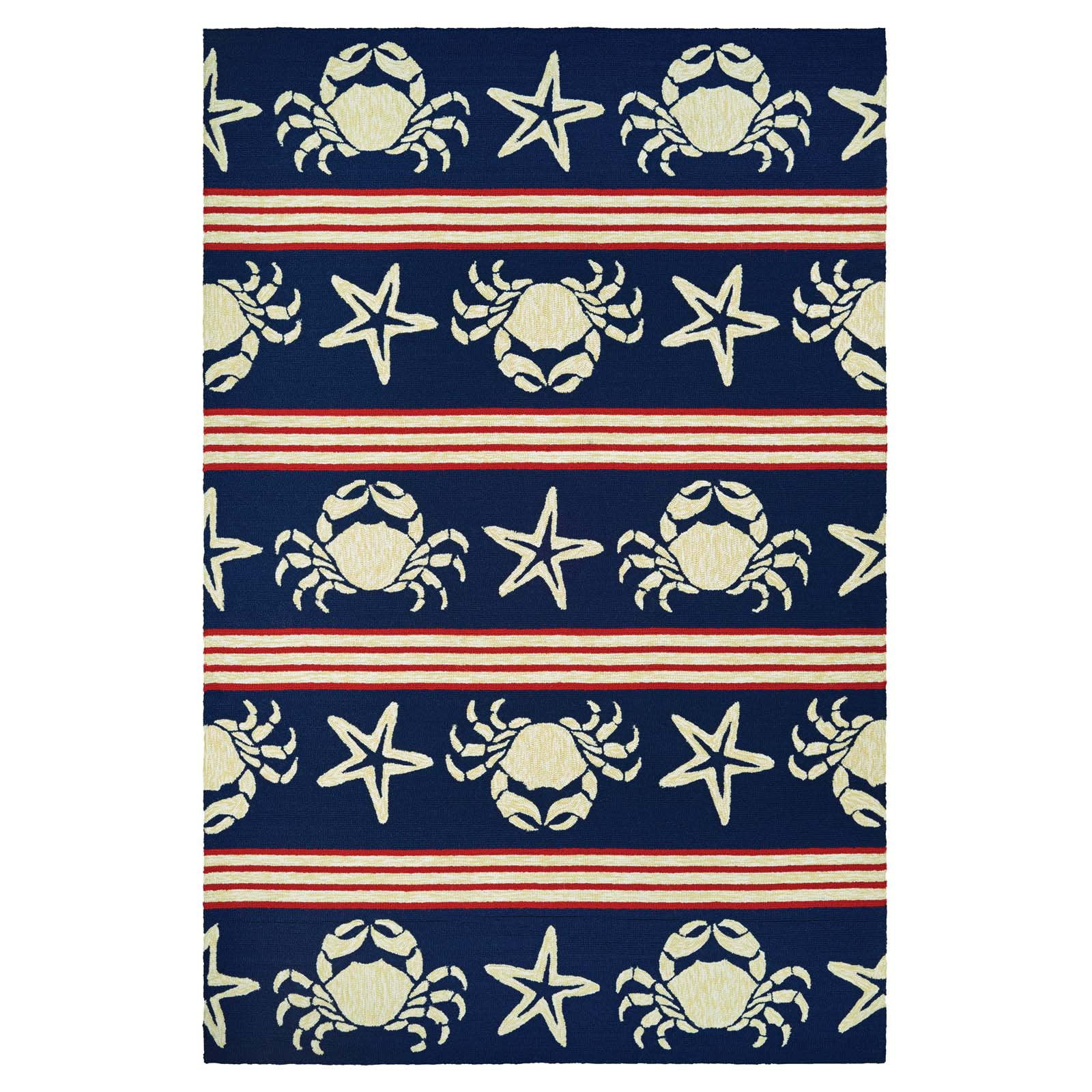 Outdoor Escape Blue Claws Navy Indoor/Outdoor Round Rug Multiple