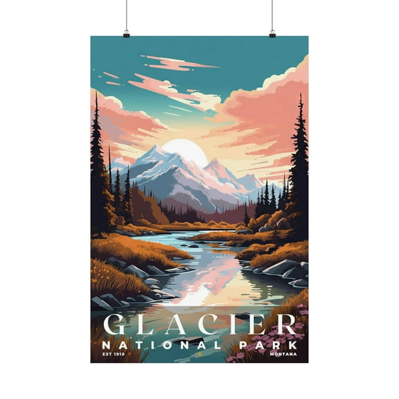 ELNEIT - Glacier National Park Poster, Unframed Matte Paper, S05