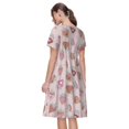thumbnail image 2 of Bixox Robe d'Été à Manches Courtes pour Femmes Robe Ample Longueur Genou avec Poches-Gâteau aux Fraises, 2 of 7