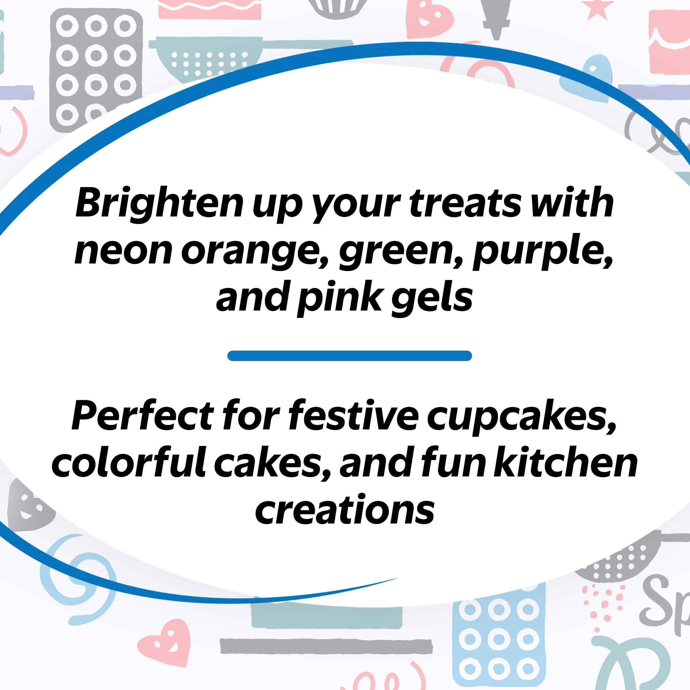 (2 pack) Great Value Gel Food Colors, Neon Multicolor, 2.7 oz