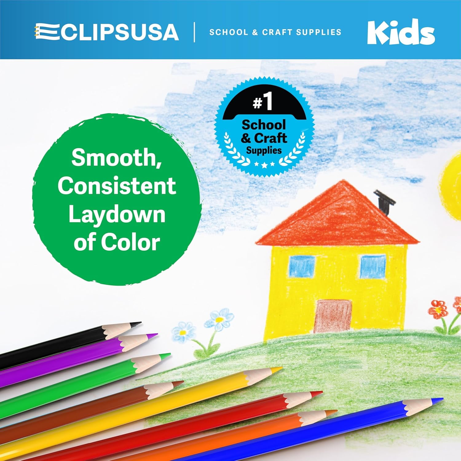 E-Clips USA Pre-Sharpened Colored Pencils, Bulk Color Pencil Set, 8-pc 80-pack