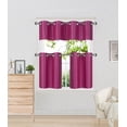 thumbnail image 3 of Gorgeous Home Linen Kitchen Window Curtains 3 Pieces Set, Lined Blackout Tier and Valance Set, 58W x 14L (1 Panel) + 28W x 24L (2 Panels) k7 Hot Pink, 3 of 5