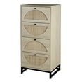 thumbnail image 4 of Natural Rattan 4 Drawer Dresser Set of 2, Tall Rattan Cabinet with Metal Base, Rattan Cabinet Storage Tower, Wooden Bedside Table, Sofa Table, Entrance Hallway Shoe Cabinet Furniture for Living Room, 4 of 4