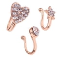 thumbnail image 2 of corazón cristal metal pentagrama flor joyería de niña 3 piezas Sunnimix Anillo de nariz cristalina, 2 of 8