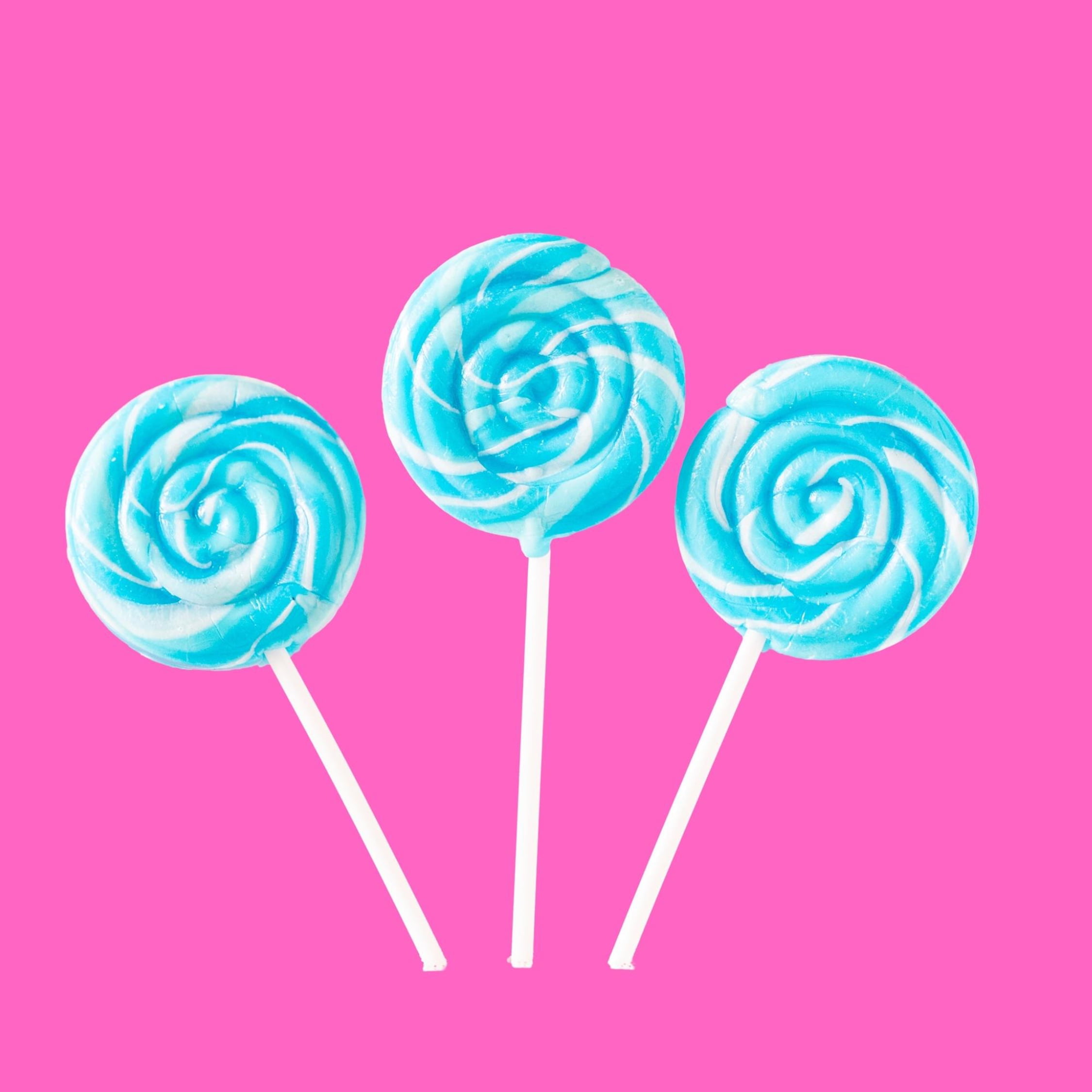 Hilco Sweet Swirls Blue Raspberry Flavored Lollipops, 16 Count Tub