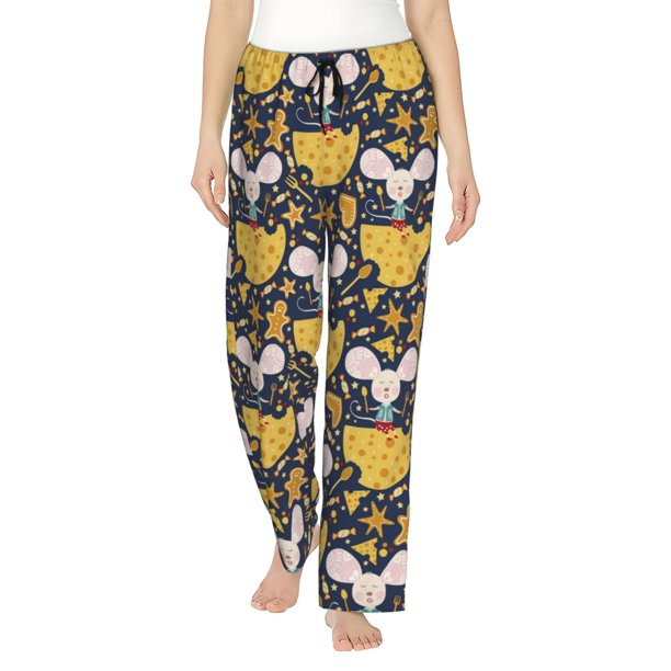 Balery Mouse Cheese Pantalones de pijama para mujer, pijamas ultraligeros, pantalones de estar por casa-3X-Large