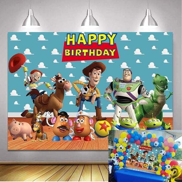Betta Cartoon Happy Birthday Backdrop for Toy Video Theme Party Kids Birthday  Cake Table Decoration Backdrop Baby Birthday Banner Photobooth Background  6x4ft 