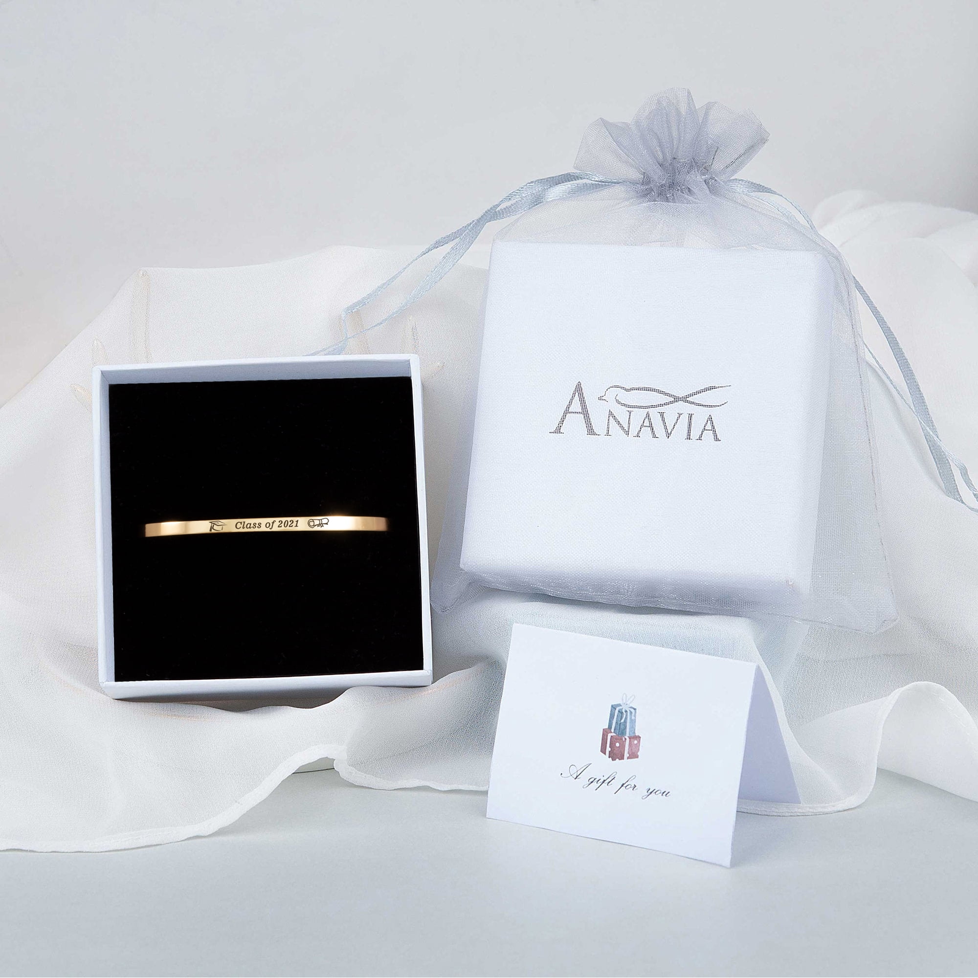 "Mischief Managed" Silver Stainless Steel Graduation Theme Hidden Message Gift for Her Cuff Bracelet with Gift Set