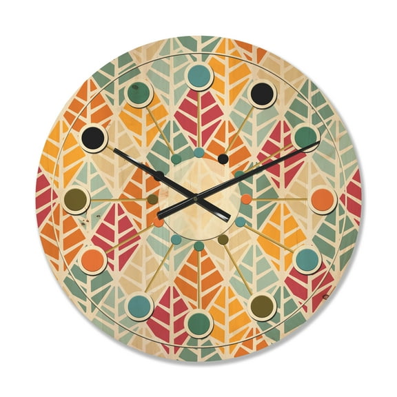 Designart 'Diamond Retro Pattern X' Mid-Century Modern Wood Wall Clock