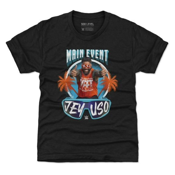 Youth 500 Level Heather Black Jey Uso Main Event Palms T-Shirt