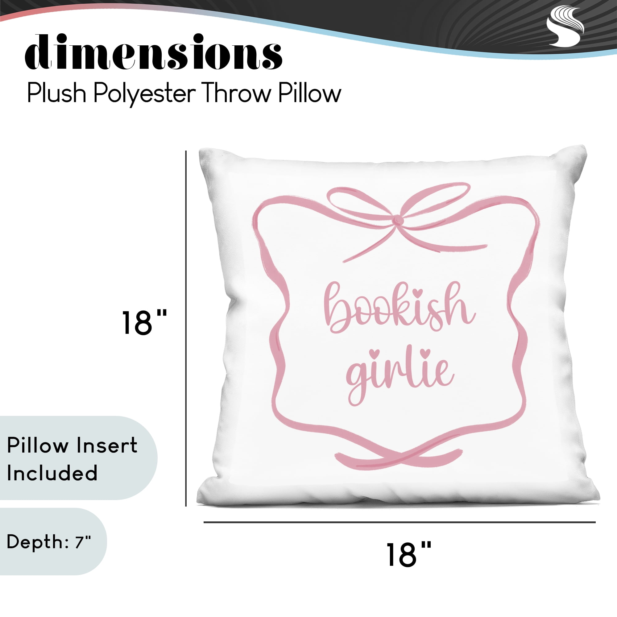 Stupell Industries Bookish Girlie Pink Bow Decorative Printed Throw Pillow, design by Lucille Price