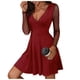 thumbnail image 1 of Mini vestido de mujer con mangas de malla, corte en A y escote en V profundo - Elegante vestido de fiesta tipo skater - Tallas S-XL, 1 of 8
