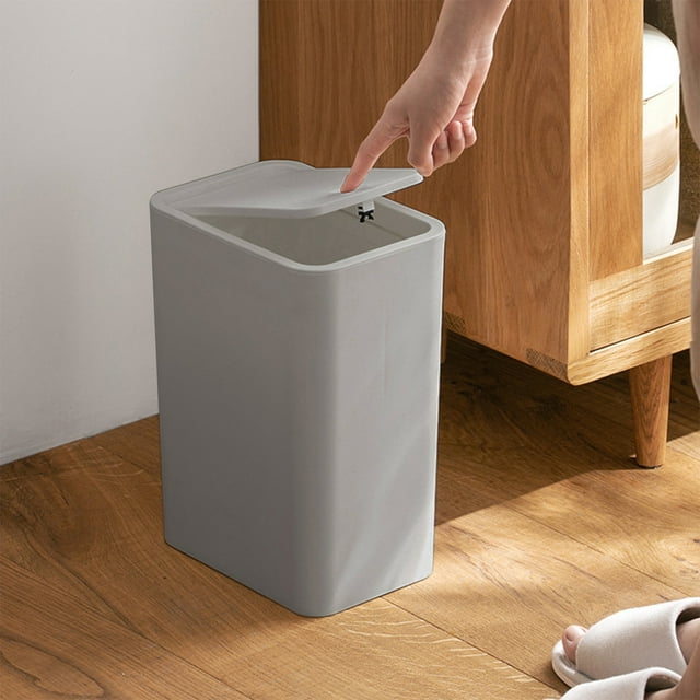 Vadktai Bathroom Trash Can with Lid, Liters Garbage Can with Pop-Up Lid, Small Plastic Trash Can, Slim Trash Bin Waste Basket for Bathroom, Bedroom, Office, Living Room