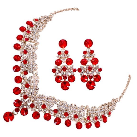 LOLIPPYY 1Set Fashion Jewelry Red Pendant Necklace and Earrings Set for Special Occasions