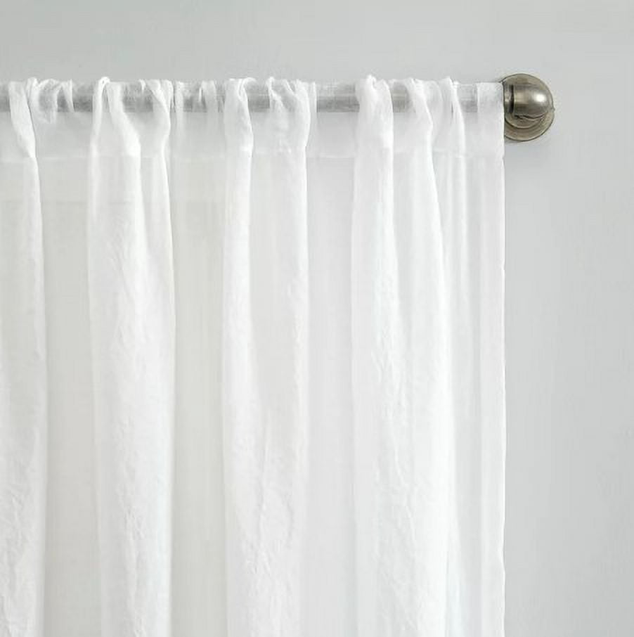 Mainstays Linen Textured Semi-Sheer Rod Pocket Curtain Panel, 50"x84", White