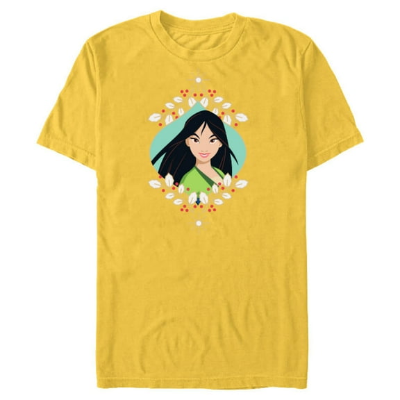 Disney Princess Mulan Holiday Standard - Short Sleeve Blended T-Shirt for Adults – Customized-Yellow