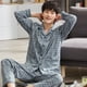 thumbnail image 2 of Pijamas de hombre de manga larga de algodón de primavera y otoño de verano para hombre de algodón de hombre de mediana edad cárdigan verde fino conjunto de ropa para el hogar, 2 of 6
