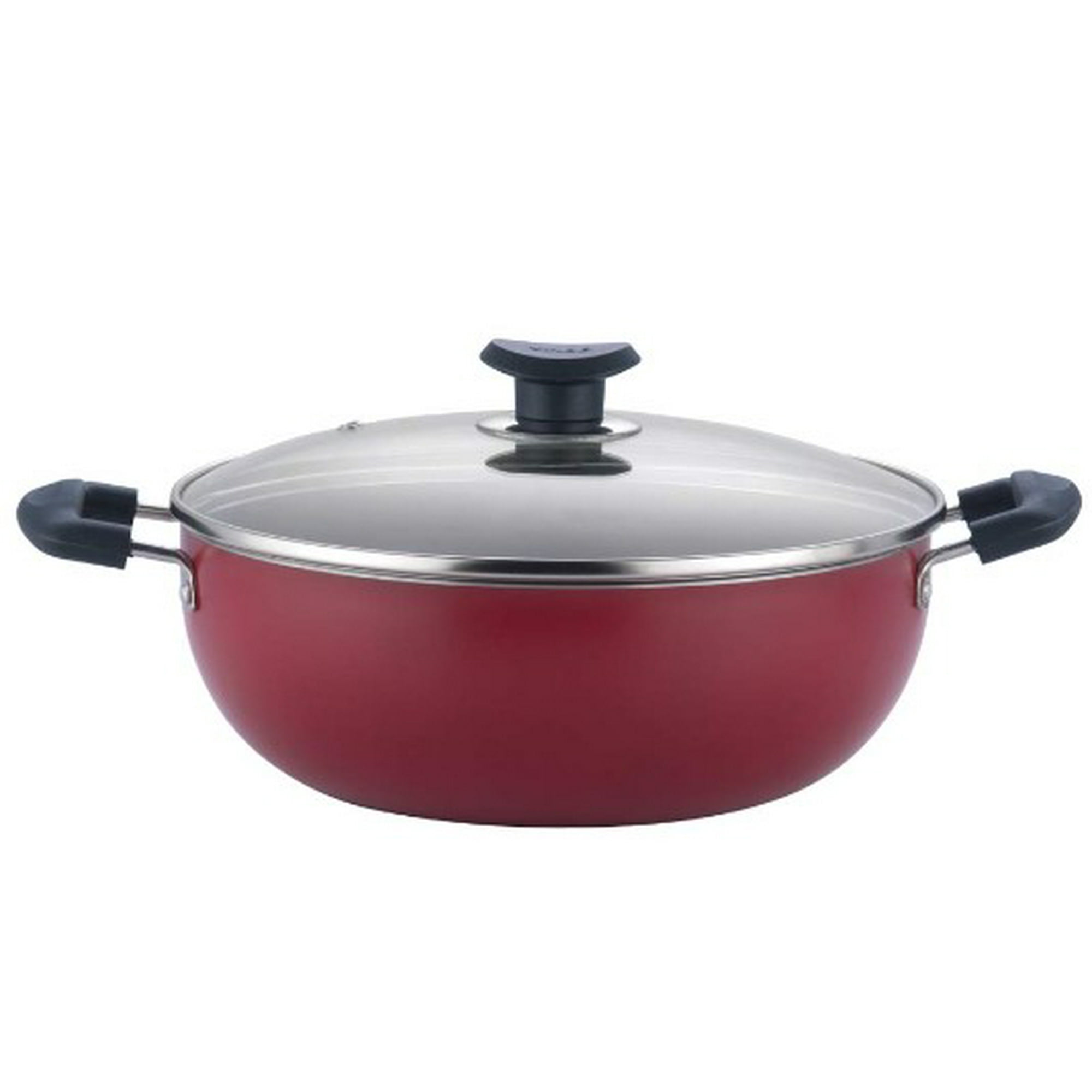 HAWKINS Poêle à frire profonde de 1,5 l, triple épaisseur en acier inoxydable Kadai avec couvercle en verre, fond plat, kadhai, petit Kadai, argent (SSD15G