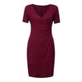 thumbnail image 5 of Ketyyh-chn99 Robes pour Femmes Grande Taille Robe Mini Robe de Soirée Robe d'Été Manche à Volants Ample Fluide Plissée Robe Mini Bordeaux,2TG, 5 of 5