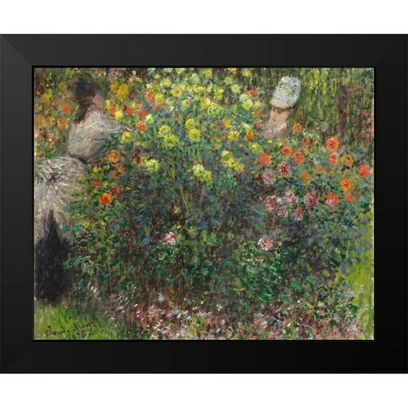 Monet, Claude 14x12 Black Modern Framed Museum Art Print Titled - Ladies in Flowers 1875