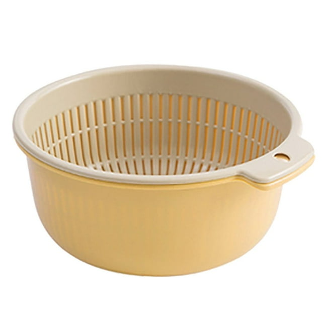 1 Set 2-In-1 Washing Strainer Bowl Separation Design PP Vegetable Cleaning Rice Strainer Kitchen Assistant