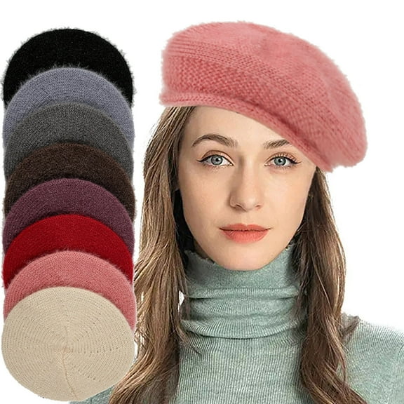 Vorkoi Beret Hat for Women, French Style Beanie Winter Fashion Warm Wool Lining Knit Cap