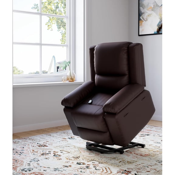 Sunvasagoo Electric Recliner Sofa with Massage & Heat, PU Leather Lift Chair, Thick Cushions & Armrests for Elderly & Mobility Aid