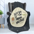 thumbnail image 4 of Saying Soft Flannel Fleece Throw Blanket, Love You to the Moon and Back Doodle Galaxy Cosmos, Cozy Plush for Indoor and Outdoor Use, 70" x 90", Eggshell Dark Slate Blue, by Ambesonne, 4 of 5
