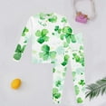 thumbnail image 2 of Gelikeya Toddler Boys Girls Pajama Sets St Patricks Day Cartoon Shamrocks Printed Long Sleeve T-Shirt Casual Crewneck Tops and Pants 2 Pieces R04-White 7-8 Years, 2 of 3