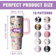 thumbnail image 4 of 40oz Tumbler with Handle and Straw Lid Dog Flower Printed Double Wall Vacuum Water Bottle Drinks Hot or Cold Reusable Stainless Steel Travel Mug Gift for Woman, 4 of 6