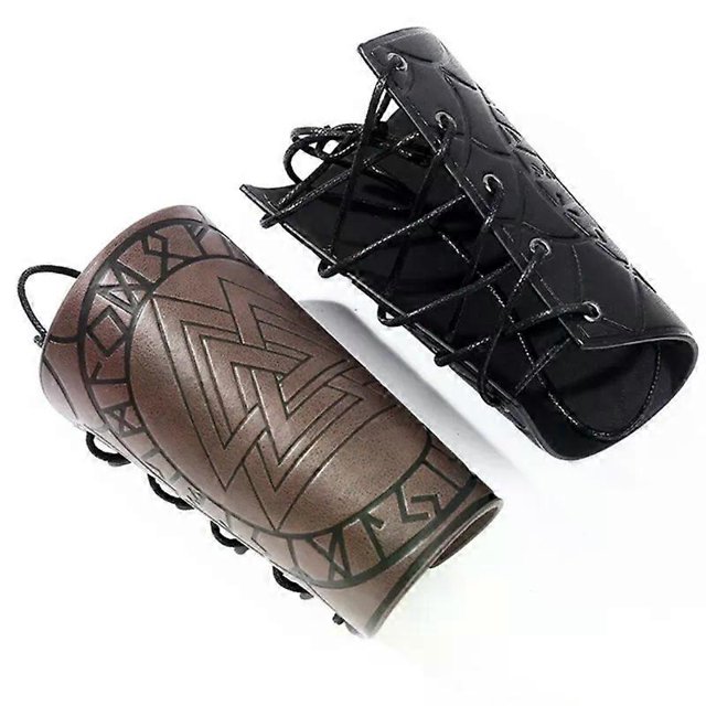 Retro Bracer Medieval Leather Arm Cuff Gauntlet Wristband Punk Arm Guards for Men Women History Stage Show