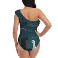thumbnail image 5 of Picia Farm Dog Duck Moonlight Pattern Women's One Piece Swimsuits,One Shoulder Swimwear Asymmetric ,Ruffle Monokinis Bathing Suits,High Waisted Flattering Bathing Suits-XX-Large, 5 of 8