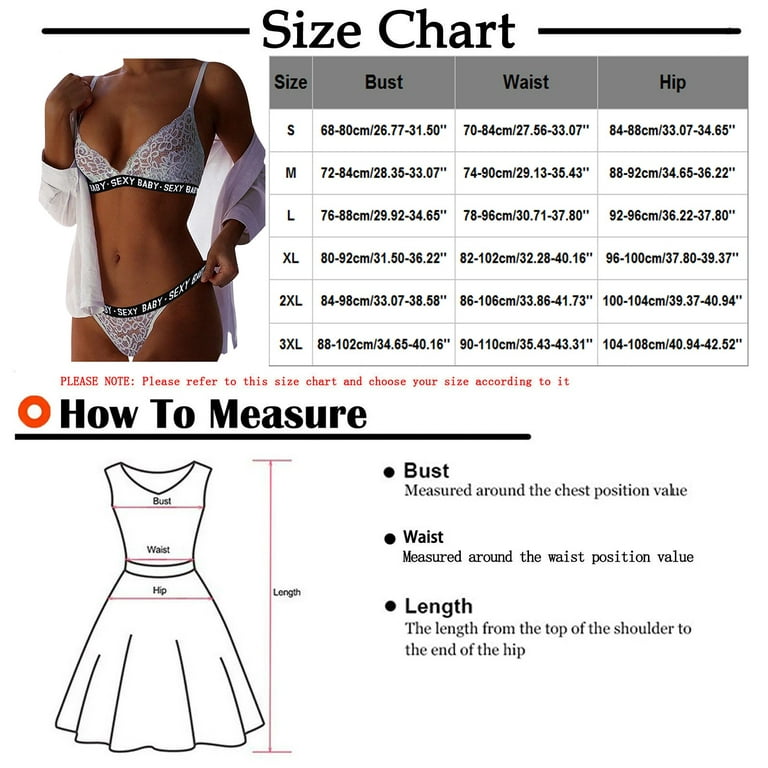 YDKZYMD Wedding Lingerie Deep V Neck Lace Sexy Plus Size Letter Print Bra  and Panty Sets for Women White 2XL