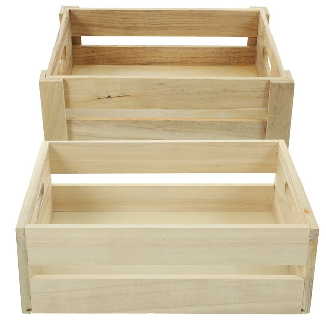 2 Pcs Caisse de Rangement en Bois Poignée Creuse Boîtes en Bois Artisanales pour Maison Boutique