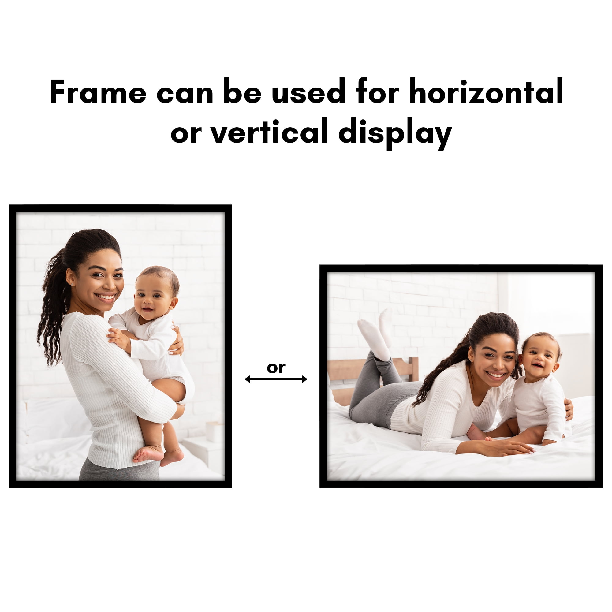 Americanflat 14x18 Picture Frame with Polished Plexiglass Streamline Collection Thin Border Wall - Black
