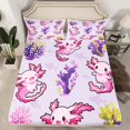 thumbnail image 2 of Manfei Kawaii Axolotl 4 Pieces Queen Sheet Sets for Teens Kids,Cartoon Animal Ultra Soft Flat Sheet,Cute Marine Salamander Queen Fitted Sheet,Lightweight Room Decor, 2 of 7