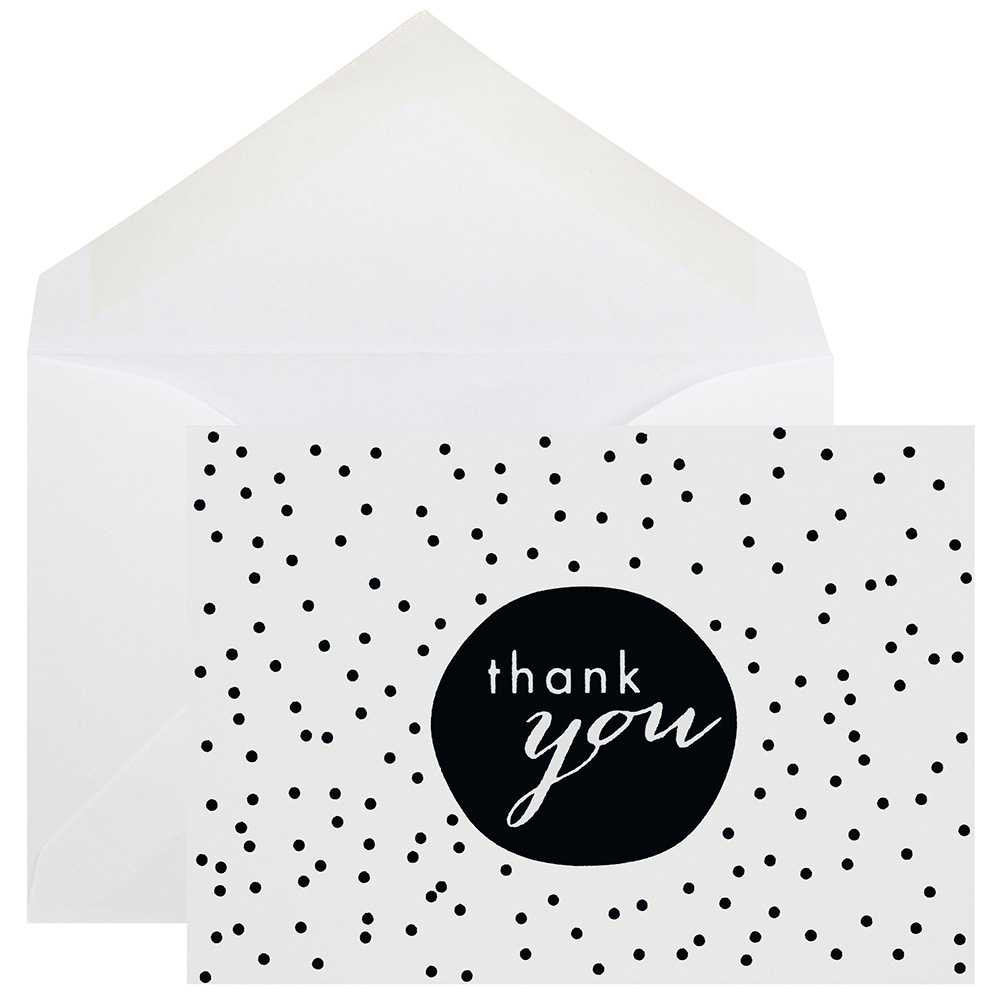 JAM Paper Blank Thank You Card Sets, Black Tiny Dot, 10 Cards/10