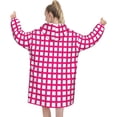 thumbnail image 3 of Plaid Print Oversized Blanket Hoodie, Wearable Blanket Adult For Women Men And Teenager, Super Soft Warm Flannel Fluffy Hooded Blankets Sweatshirt With Big Pocket, 3 of 8