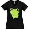 thumbnail image 3 of Inktastic Cute Frog, Little Frog, Baby Frog, Green Frog Women's Plus Size V-Neck T-Shirt, 3 of 5