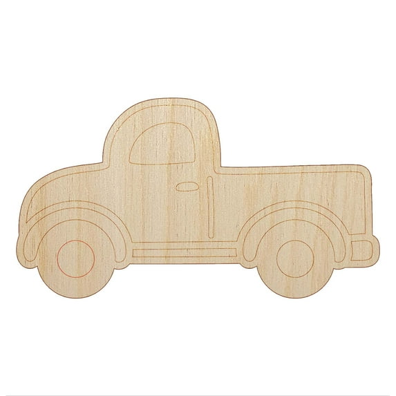 Cute Truck Wood Shape Unfinished Piece Cutout Craft DIY Projects - 4.70 Inch Size - 1/8 Inch Thick