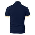 thumbnail image 4 of Mens Polo Shirt Summer Golf Short Sleeve Button Up Collared Business Tops Comfortable Work Slim Fit Stretchy T Shirts for Man Navy2 XXL, 4 of 4