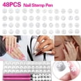 thumbnail image 2 of 48 Pcs Nail Stamp Pen Set, Nail Art Pens with Interchangeable Stamp Heads, Quick Nail Art Tools with 48 Unique Patterns, Flower Butterfly Rose DIY Nail Stamping Pen Kit, Nail Design Tools for Women, 2 of 5