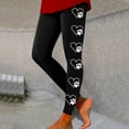 thumbnail image 2 of Women Valentine's Day Hearts Dog's Paw Print Leggings Tights High Waist Elastic Yoga Sport Leggings for Women Solid with Side Pattern Pants A-Black L, 2 of 4