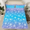 thumbnail image 2 of Manfei Merry Christmas Queen Sheet Sets,Xmas Snowflake Flat Sheet,Blue Purple White Queen Fitted Sheet For Teens,Ultra Soft Home Decor,4pcs, 2 of 7