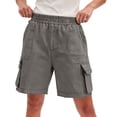 thumbnail image 4 of Tqcoqu Women's Casual Denim Cargo Hiking Shorts,Elastic Waist Knee Length with Multi Pockets,Gray Women's S-XXL, 4 of 9