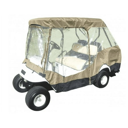 Covered Living Golf Cart Driving Enclosure for 4 seater with 2 seater roof up to 58" in Taupe